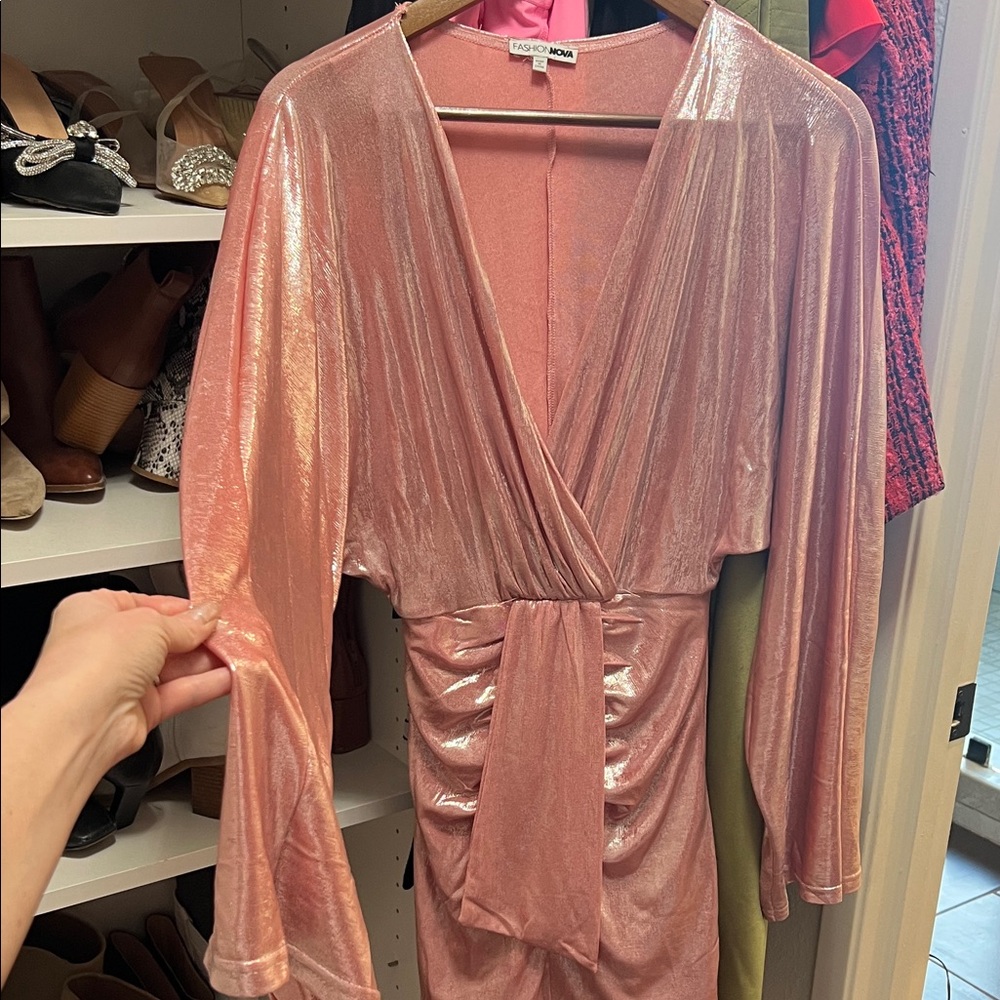 Metallic Pink Mini Dress - Picture 6 of 6